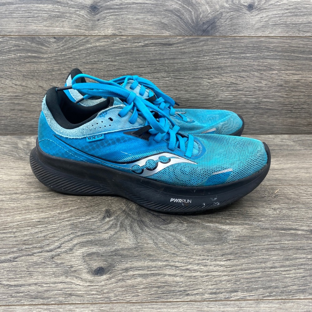 Saucony Ride 16 Running Shoes Womens 7 Blue Black S10830-60 PWRRUN Sneakers